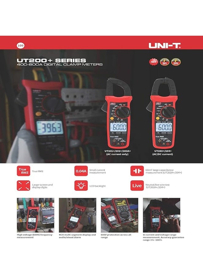 UNI-T UT203+ Digital Clamp Meter AC/DC – Professional Current Clamp Multimeter for Voltage, Current, Resistance & Continuity – High Accuracy Electrical Testing Tool - Image 5